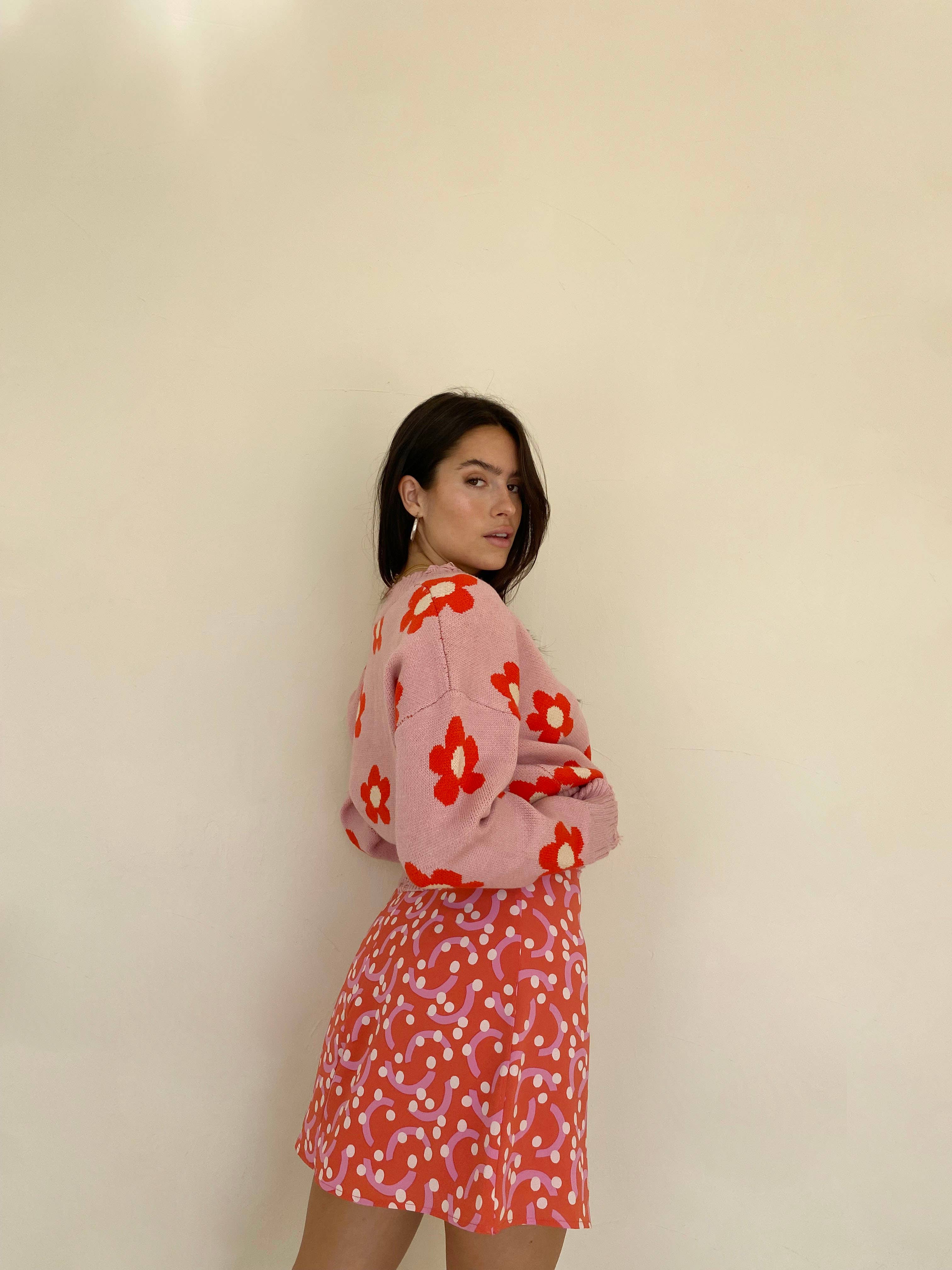 RETRO POLKA DOT PRINTED MINIU SKIRTS