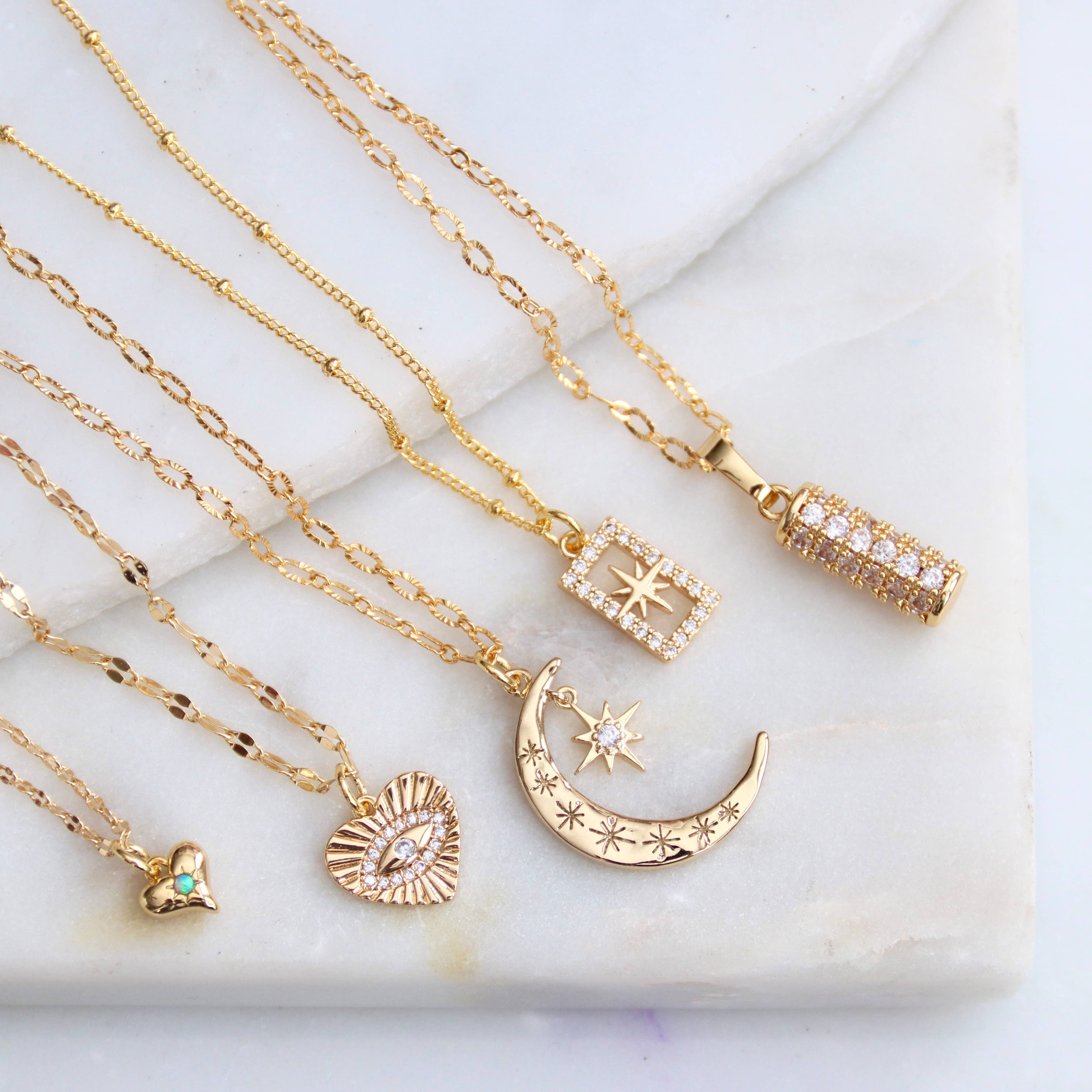 Opal Dainty Heart Necklace