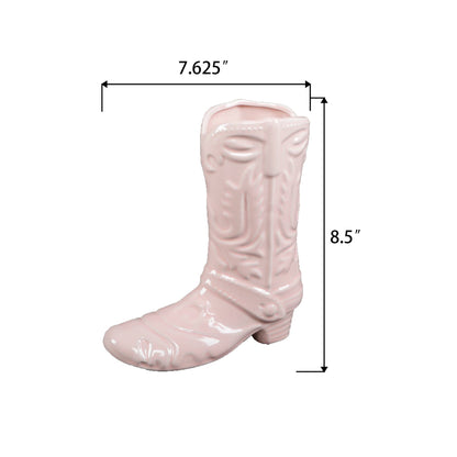 Pink Ceramic Boot Vase