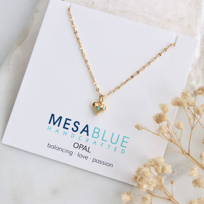 Opal Dainty Heart Necklace