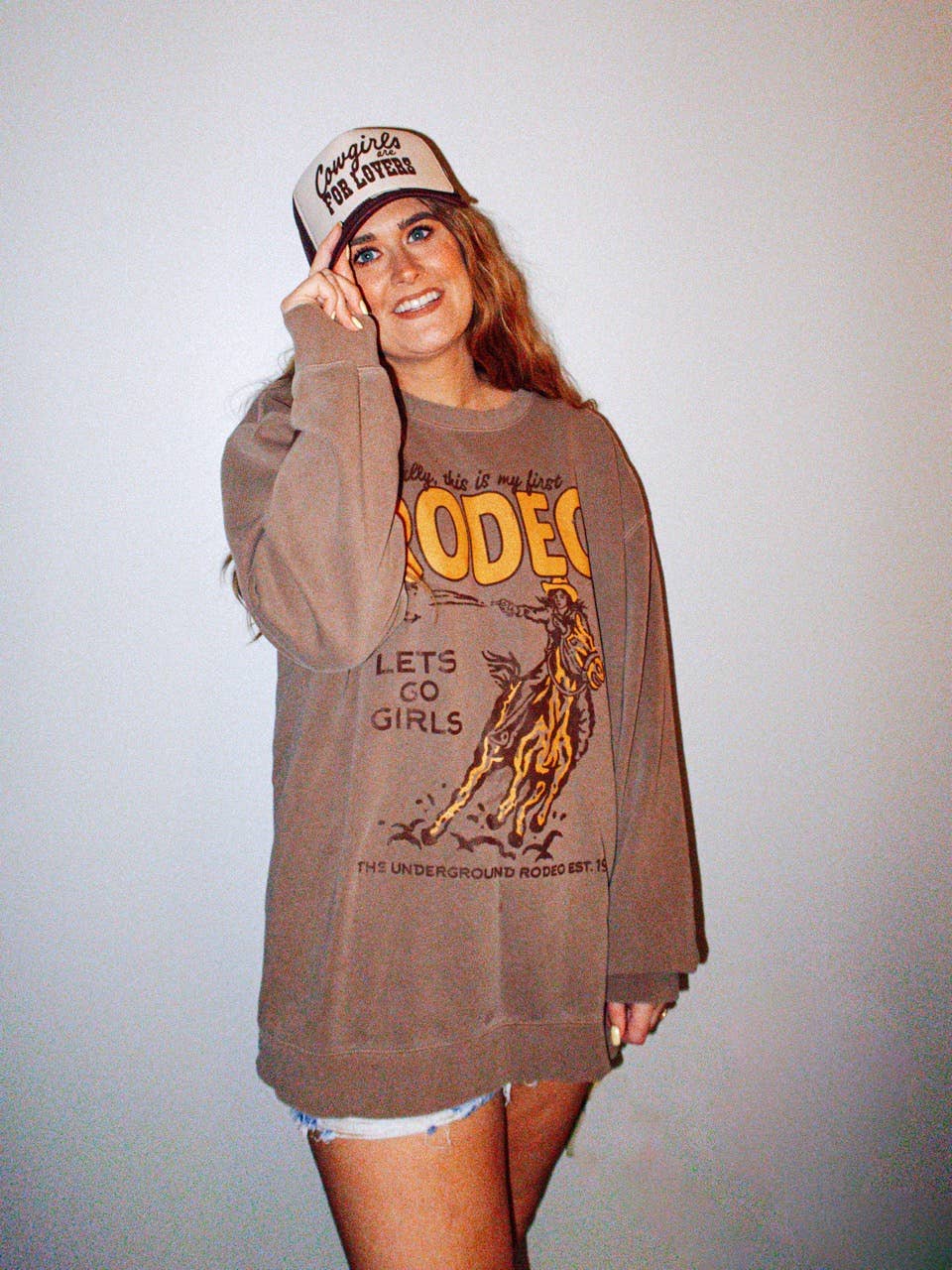 This Is My First Rodeo, Western Oversized Vintage Sweatshirt