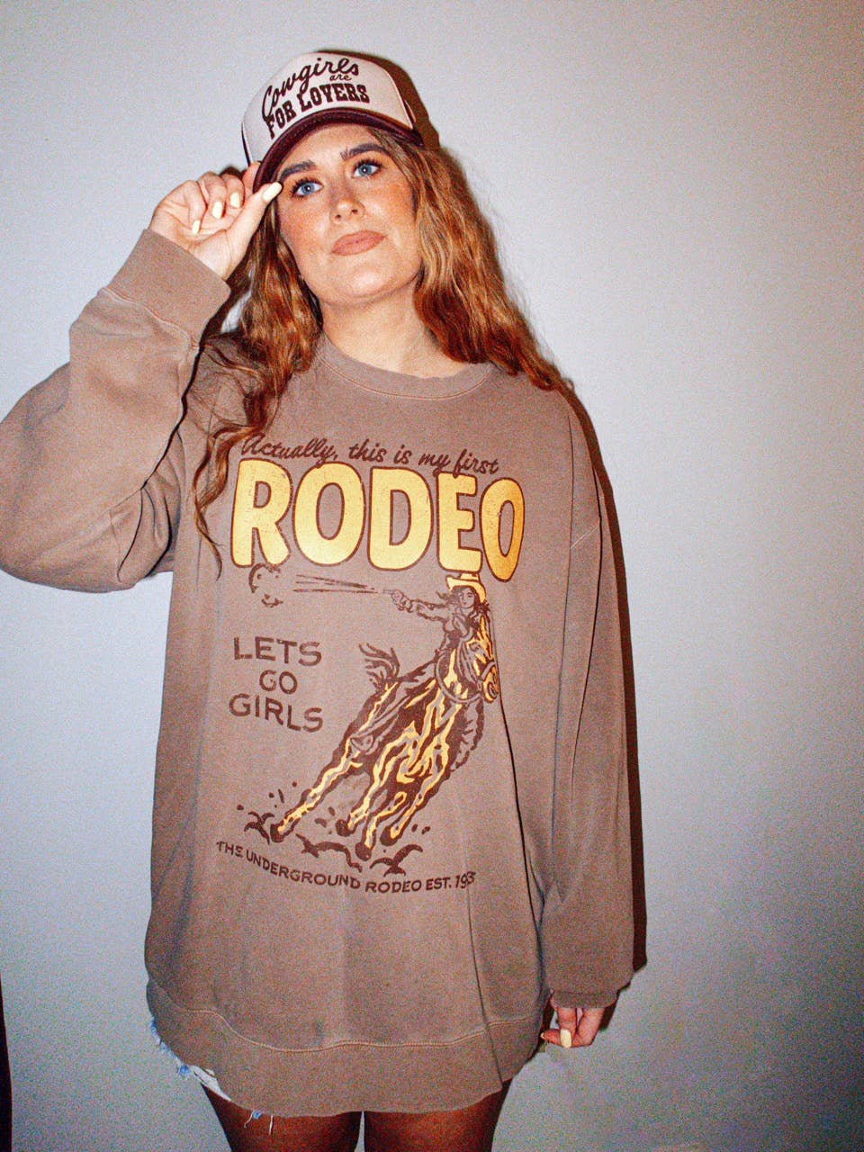 This Is My First Rodeo, Western Oversized Vintage Sweatshirt