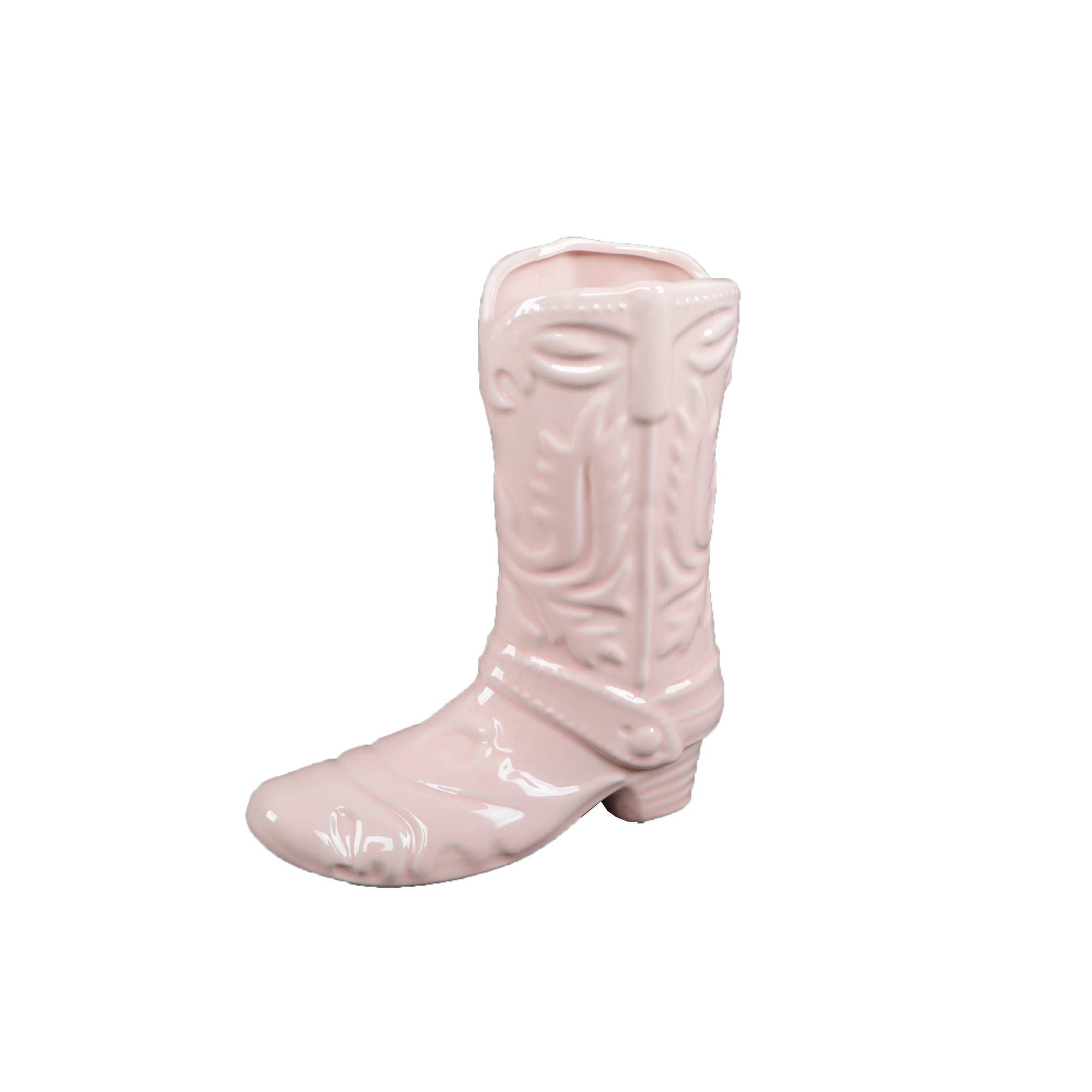 Pink Ceramic Boot Vase