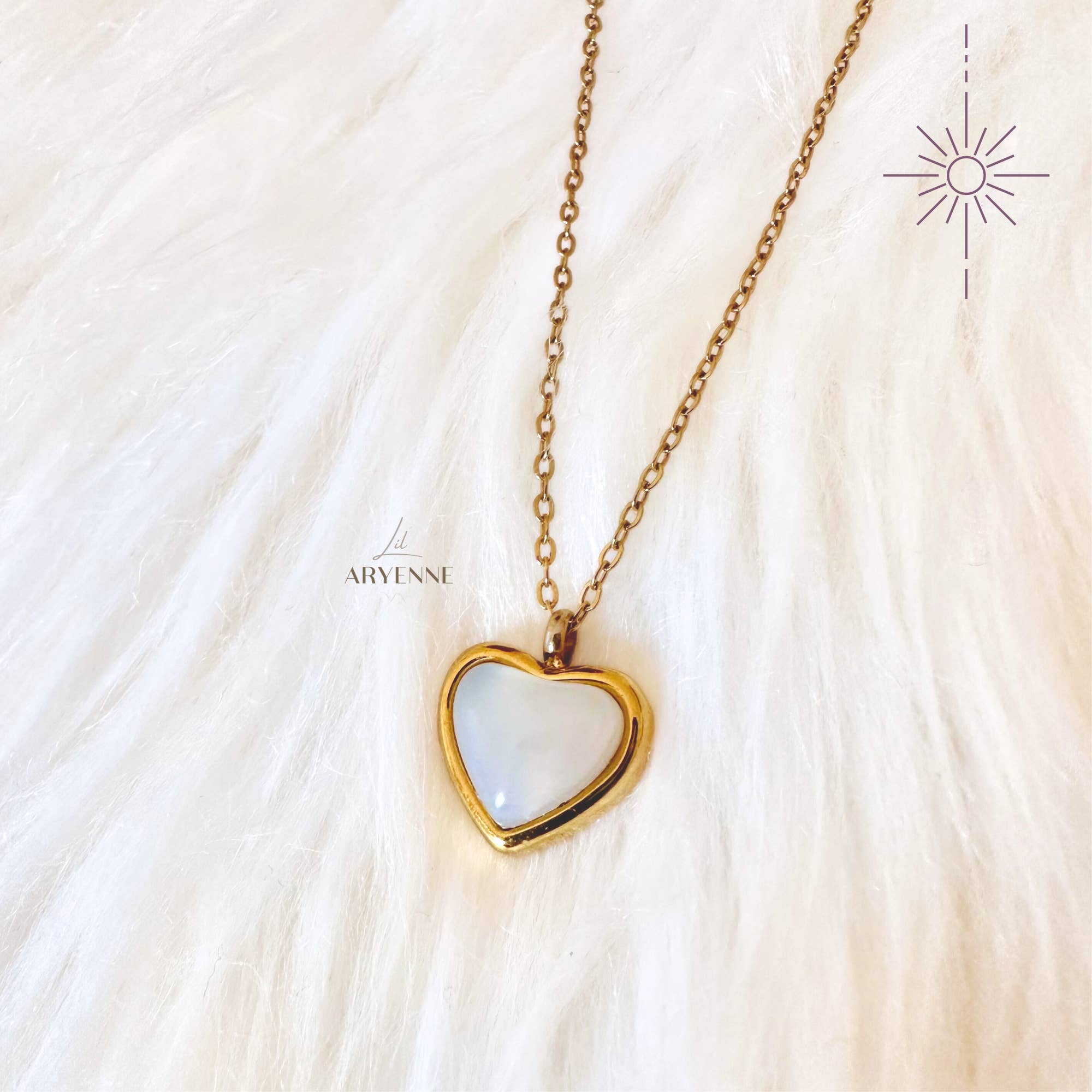 White Agate Heart Necklace