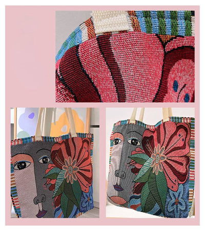 Large Capacity Embroidered Tote Bag