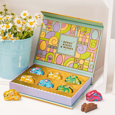 Easter Chocolate Greeting Card– Foil Wrapped Milk Chocolate Bunny Assortment