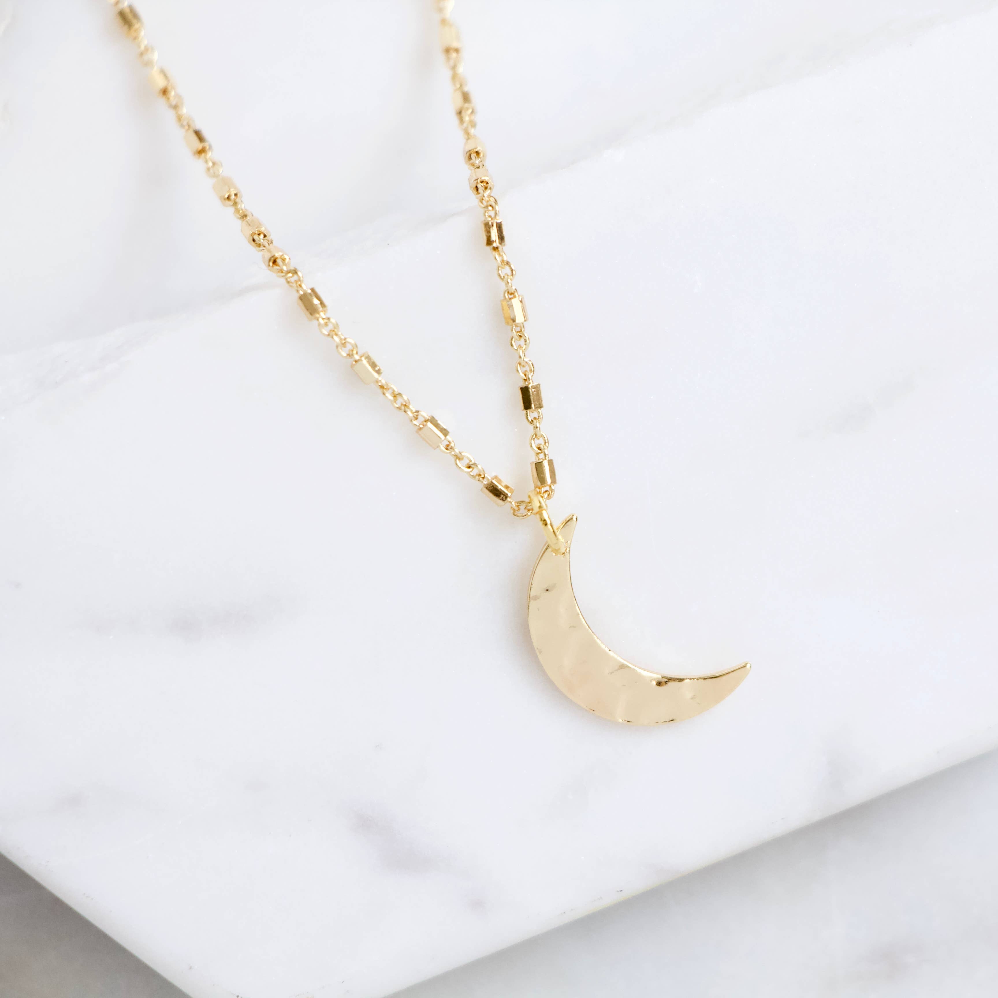 Hammered Sliver Moon Necklace