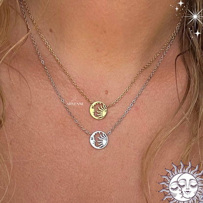 Tiny Sun & Moon Necklace