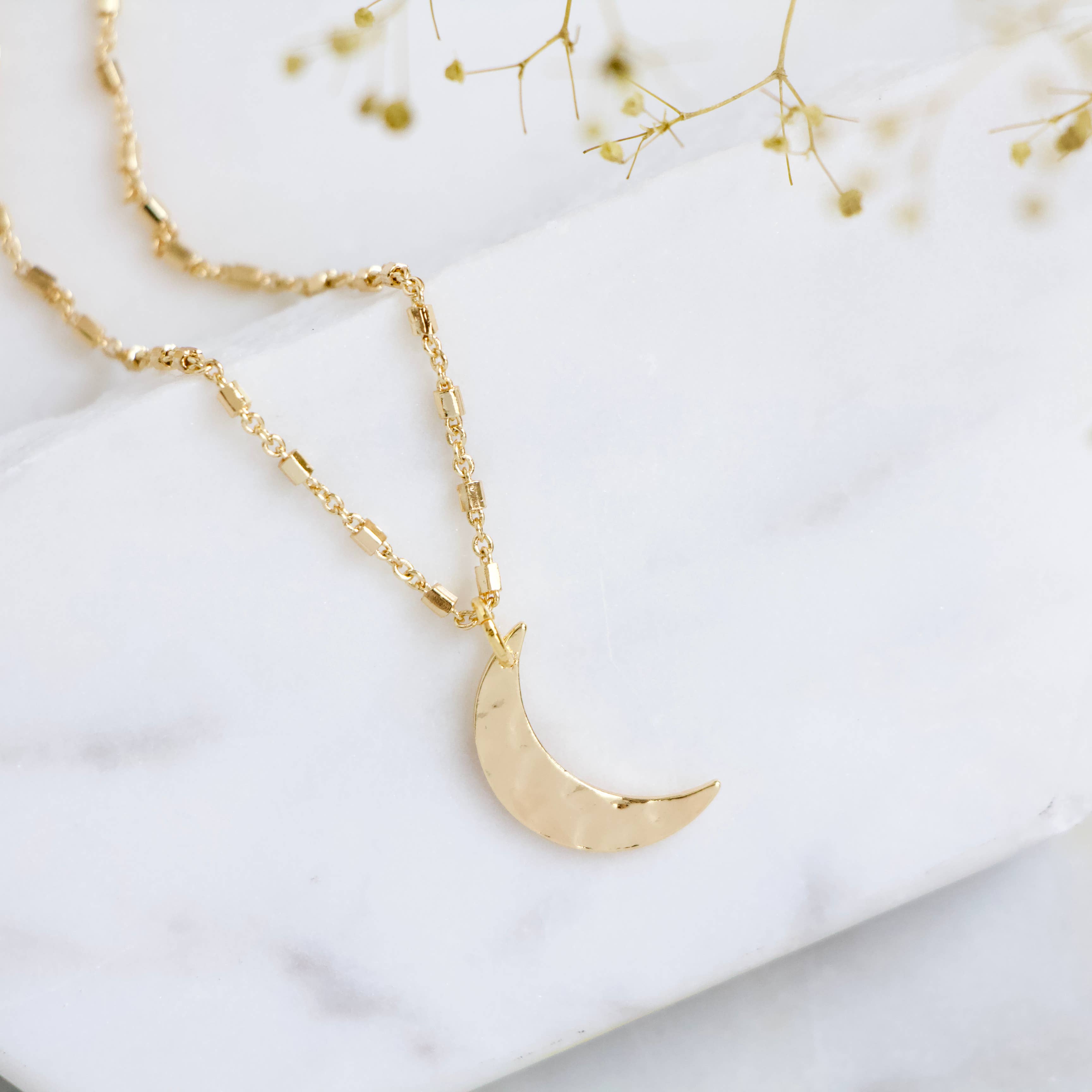 Hammered Sliver Moon Necklace