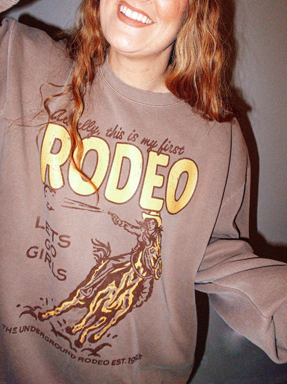 This Is My First Rodeo, Western Oversized Vintage Sweatshirt