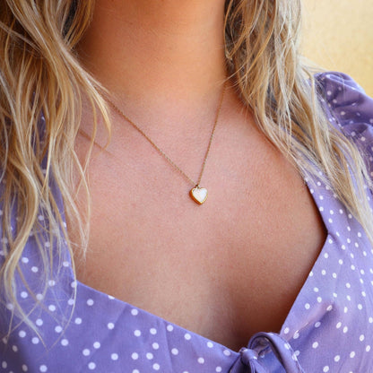 White Agate Heart Necklace