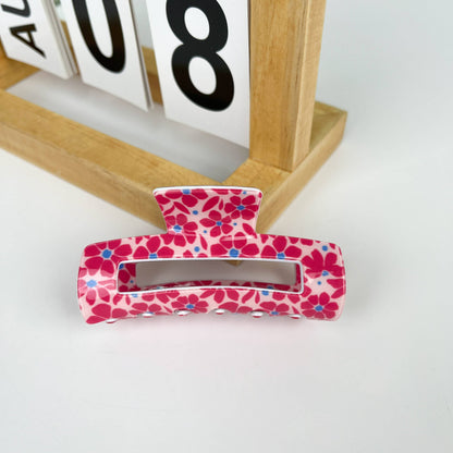 Floral Rectangular Hair Claw Clip