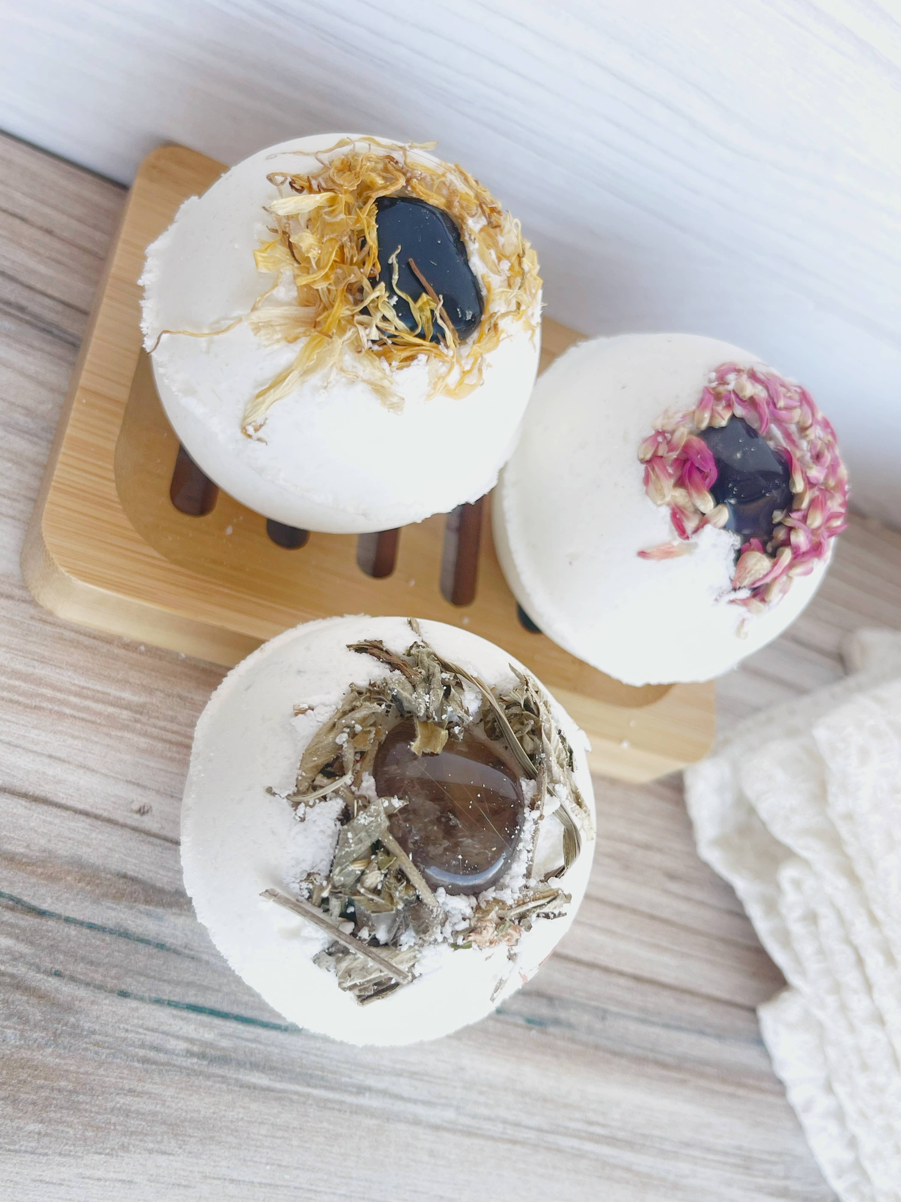 Limited Edition - Smoky Quartz Bath Bomb with Dried Flowers