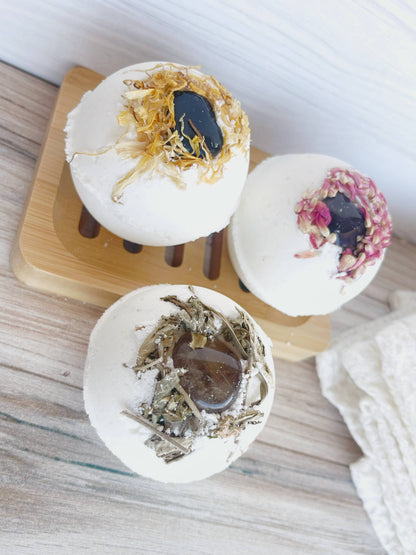 Limited Edition - Smoky Quartz Bath Bomb with Dried Flowers