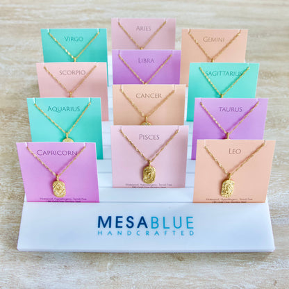 12 Zodiac Sign Necklaces With Display