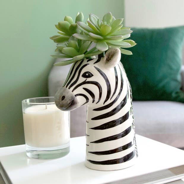 Ceramic Zebra Head Vase