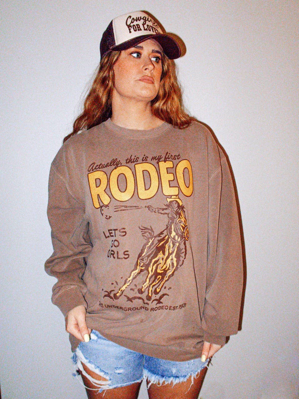 This Is My First Rodeo, Western Oversized Vintage Sweatshirt