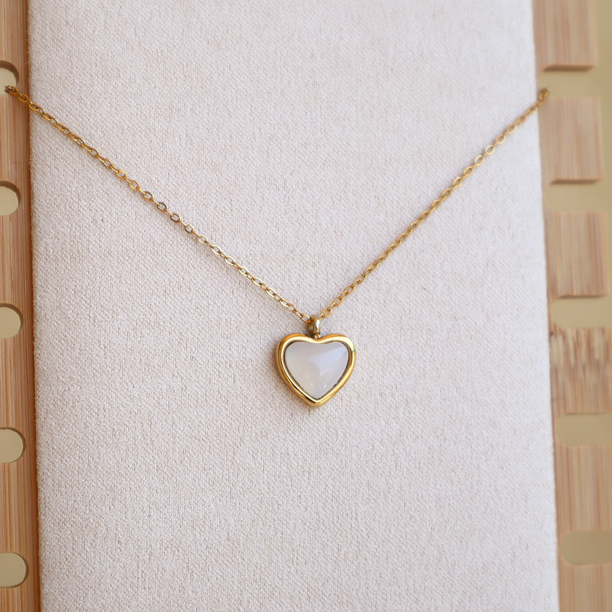 White Agate Heart Necklace