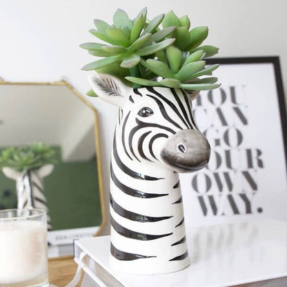 Ceramic Zebra Head Vase