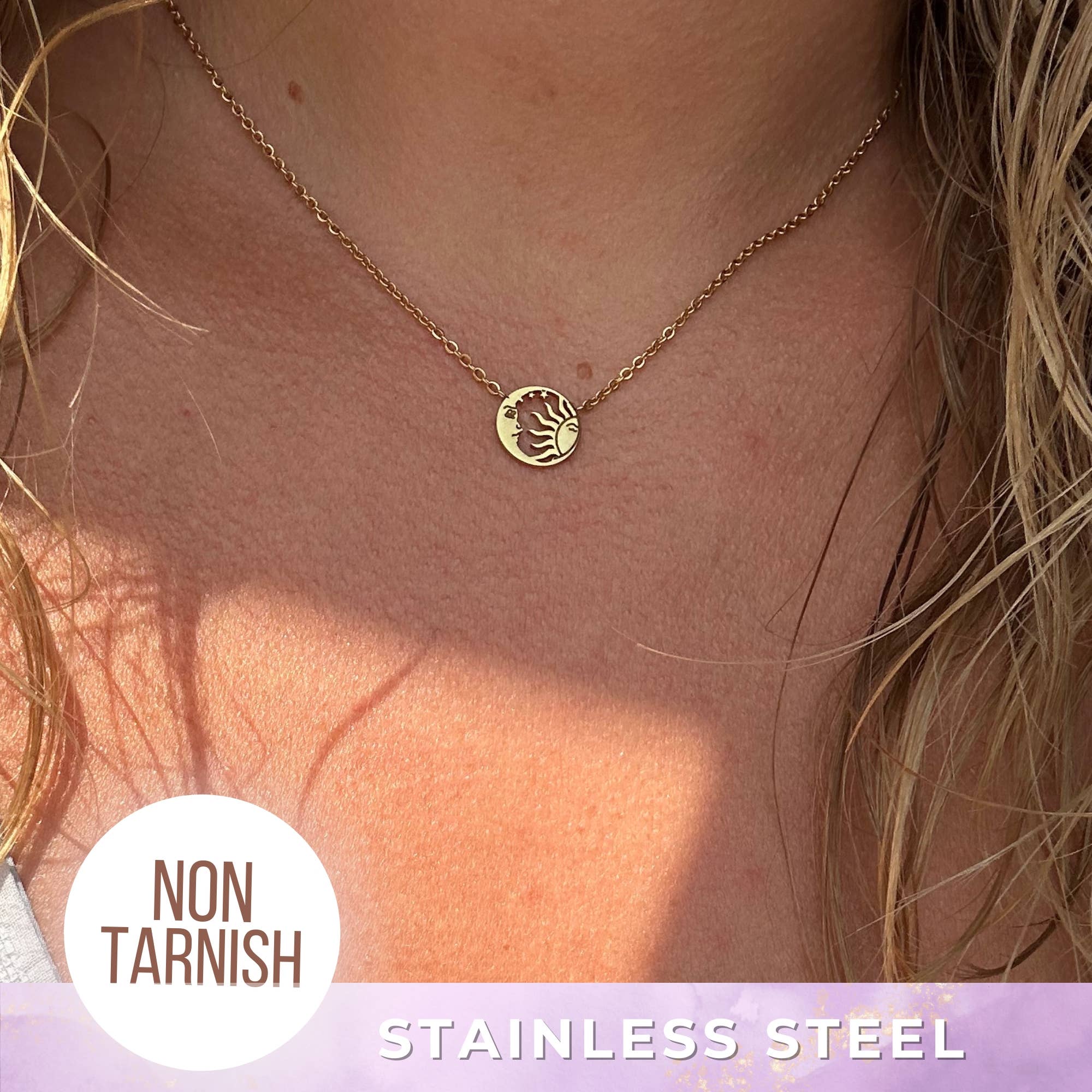 Tiny Sun & Moon Necklace