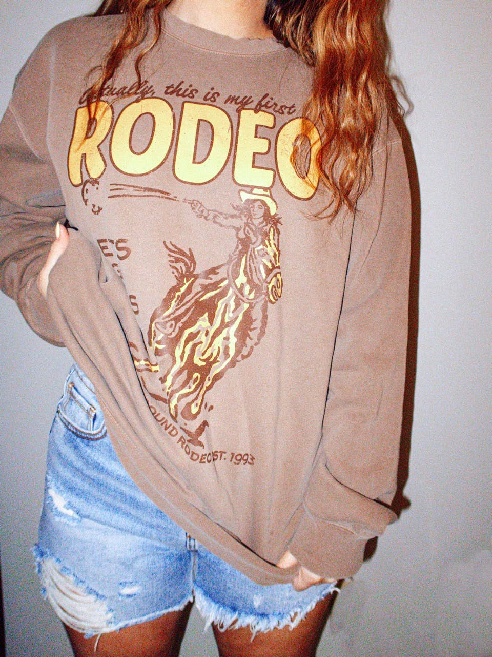 This Is My First Rodeo, Western Oversized Vintage Sweatshirt