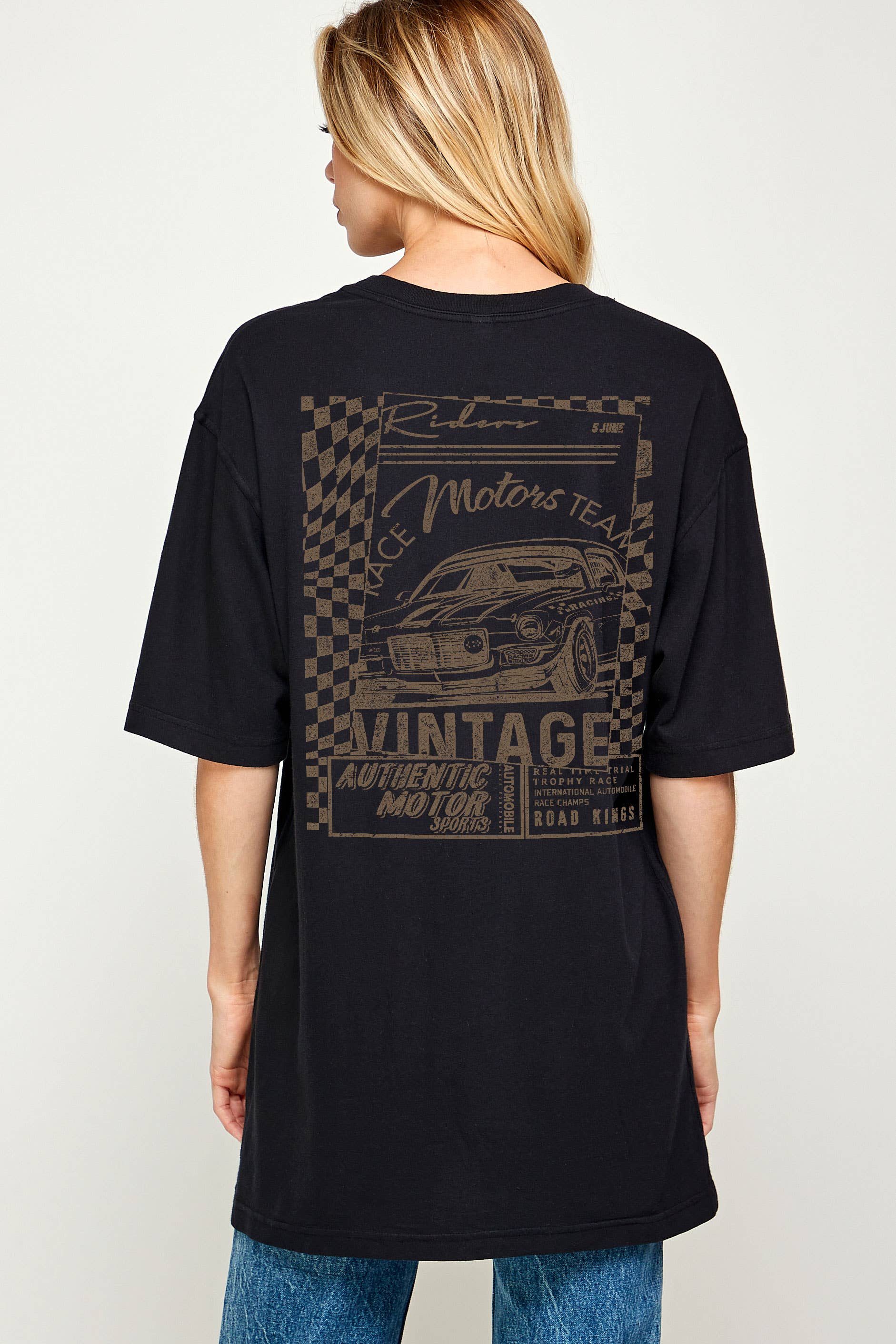 Vintage Rider Chest Pocket Oversized Graphic Tee