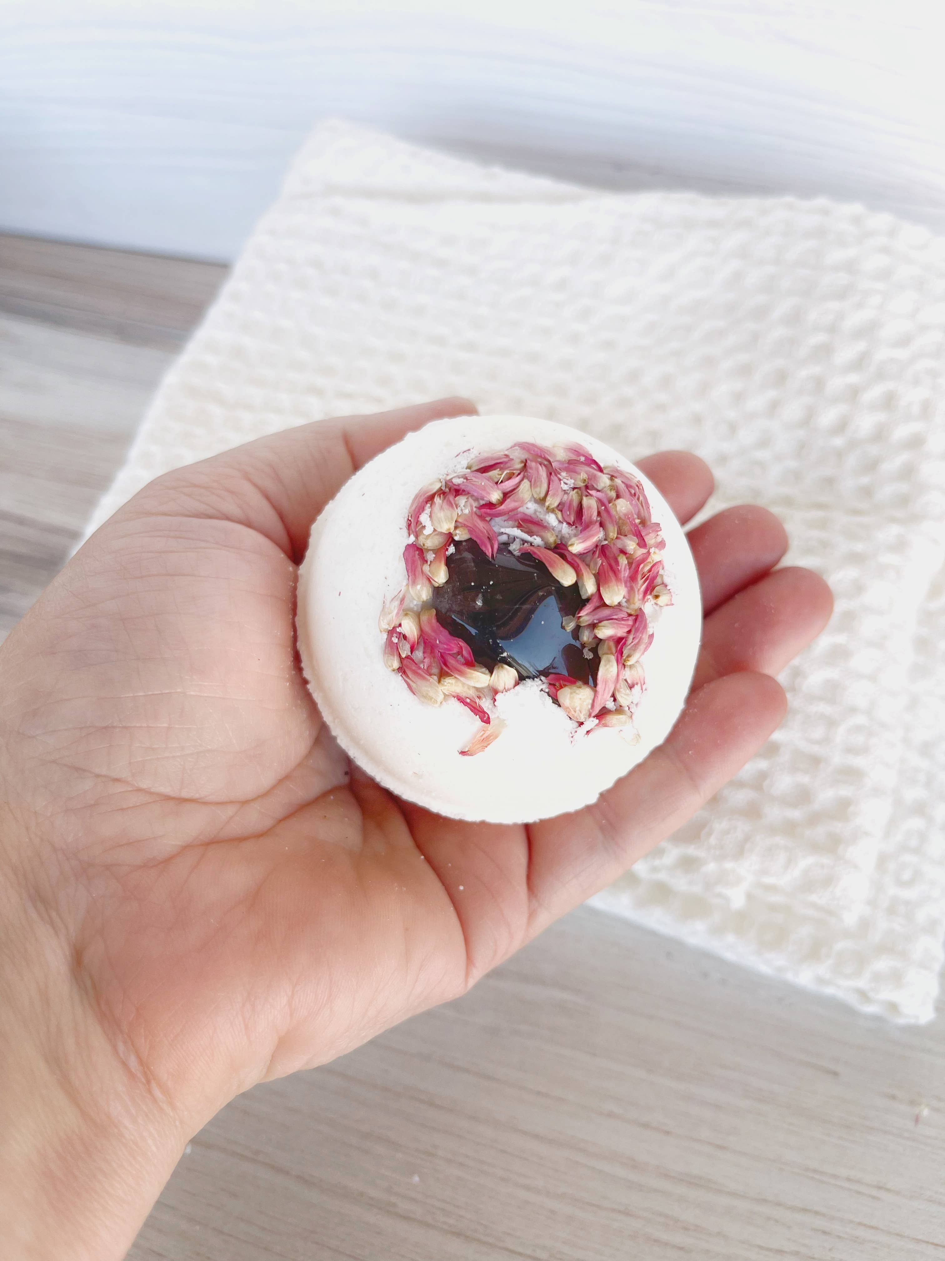 Limited Edition - Smoky Quartz Bath Bomb with Dried Flowers