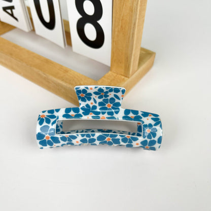 Floral Rectangular Hair Claw Clip