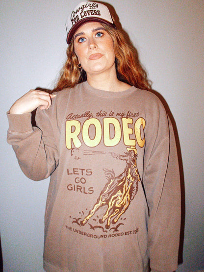 This Is My First Rodeo, Western Oversized Vintage Sweatshirt