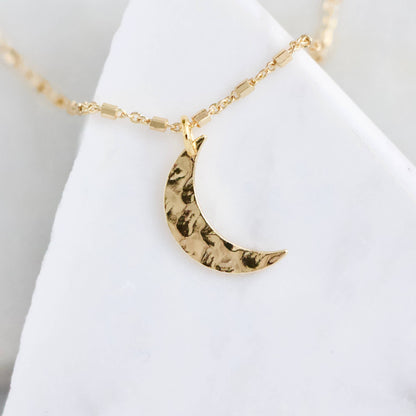 Hammered Sliver Moon Necklace