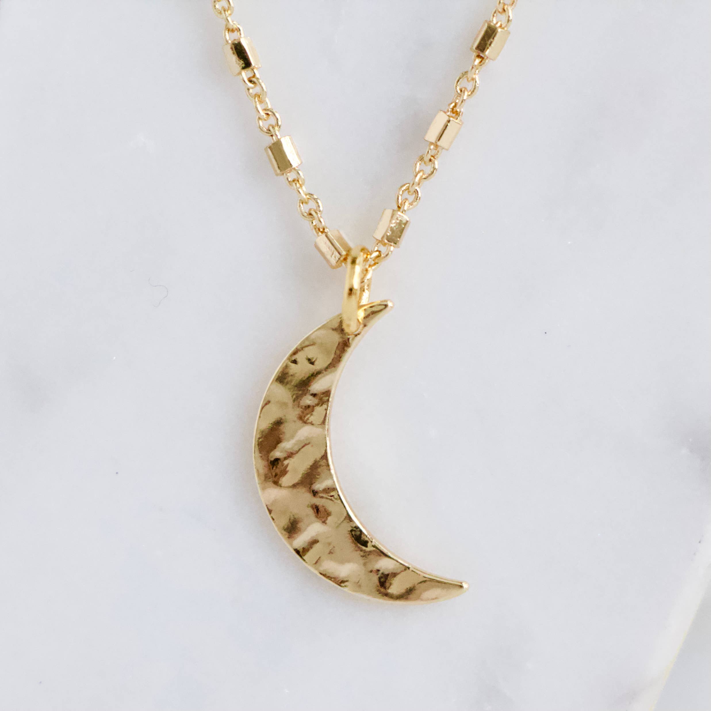 Hammered Sliver Moon Necklace