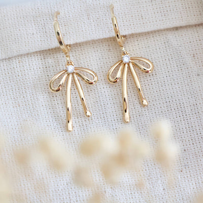 CZ Bow Huggie Earrings