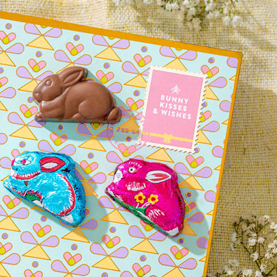 Easter Chocolate Greeting Card– Foil Wrapped Milk Chocolate Bunny Assortment